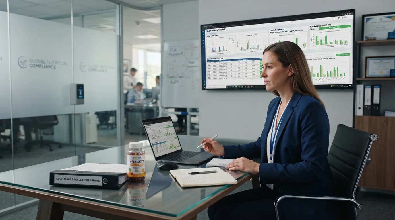 Compliance officer managing Prop 65 risk management India import for dietary supplements