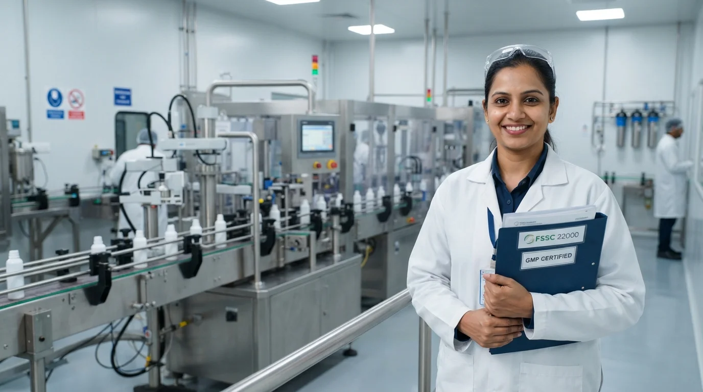 Quality manager auditing Indian GMP and FSSC 22000 facility for Australian TGA compliance export