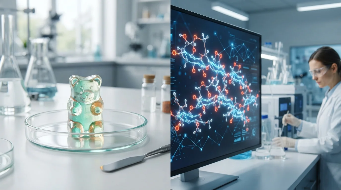 Comparison of pectin vs gelatin molecular structure for TGA and NNHPD gummy compliance