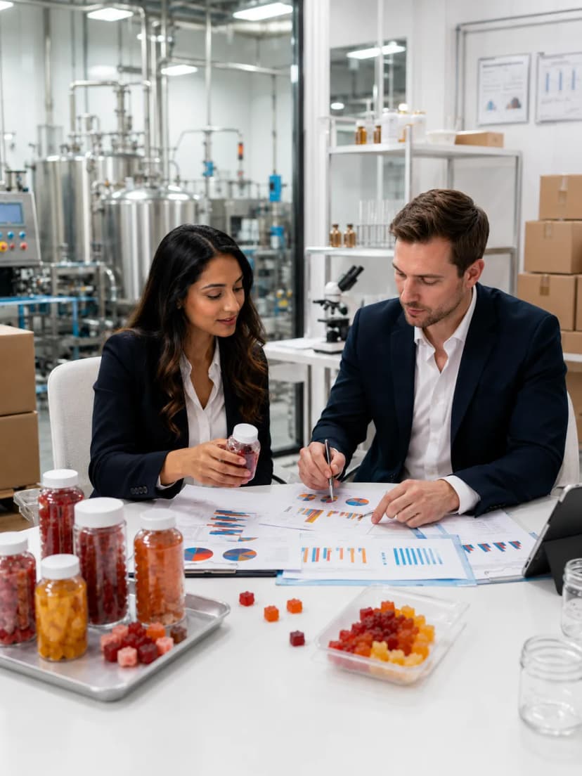 Professional illustration for ROI Calculation for a New Gummy Product Line - Probiota Innovations