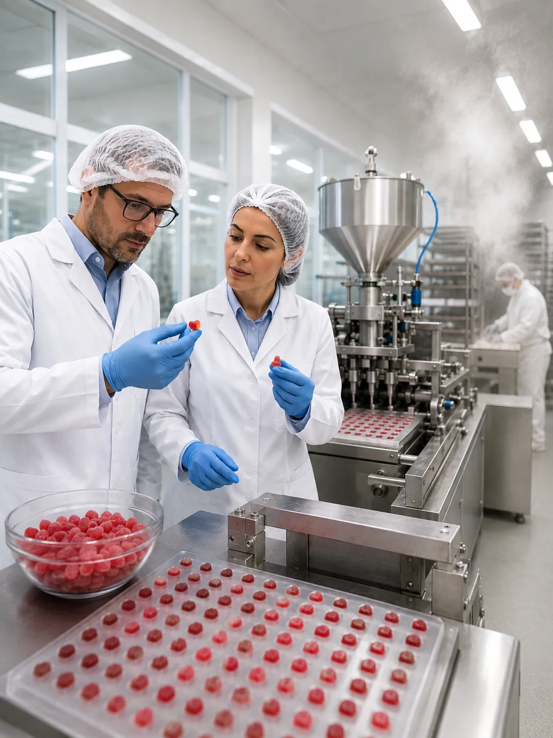 Professional illustration for Starchless Depositing vs Starch Mogul Lines for Functional Gummies - Probiota Innovations