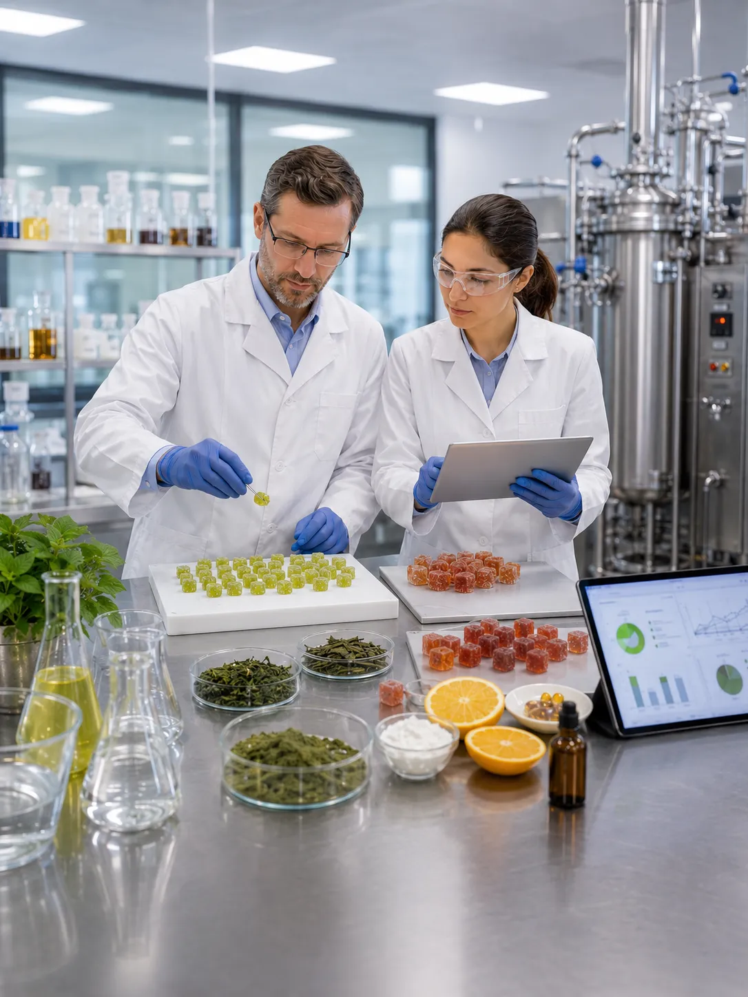 Professional illustration for L-Theanine and Caffeine Gummies: Synergistic Dosing in Pectin Matrices - Probiota Innovations