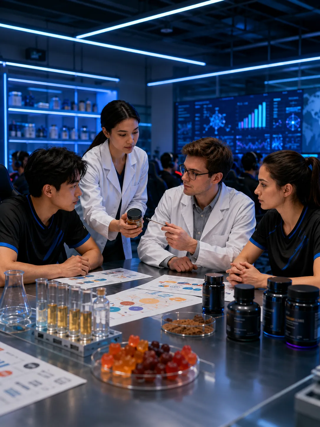 Professional illustration for Gummy Supplements for the E-Sports Demographic: Vision and Focus Formulations - Probiota Innovations