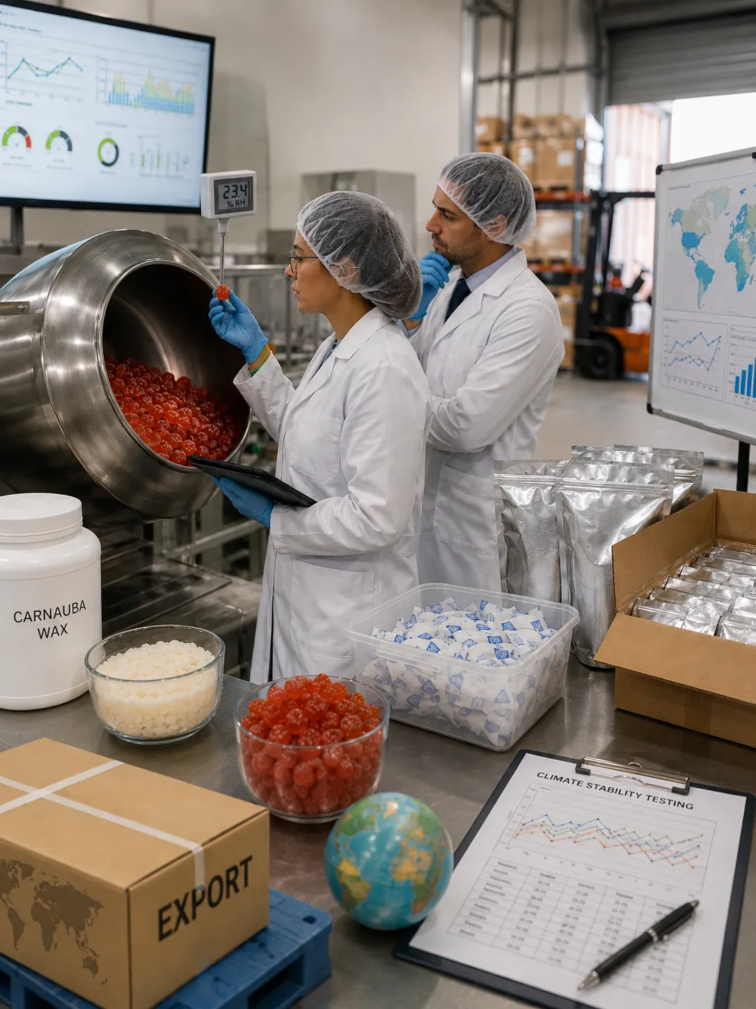 Professional illustration for The Science of Gummy Polishing: Preventing Clumping in High-Humidity Climates - Probiota Innovations